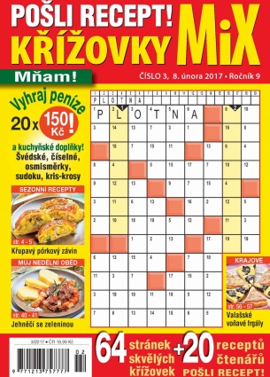 Pošli recept Křížovky MiX 3/2017